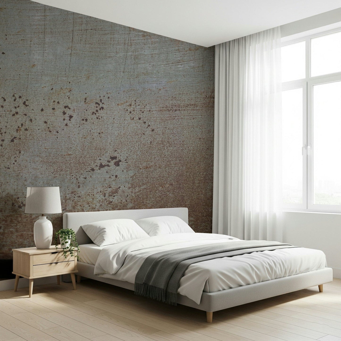 Industrial rust texture wall mural with dark stains