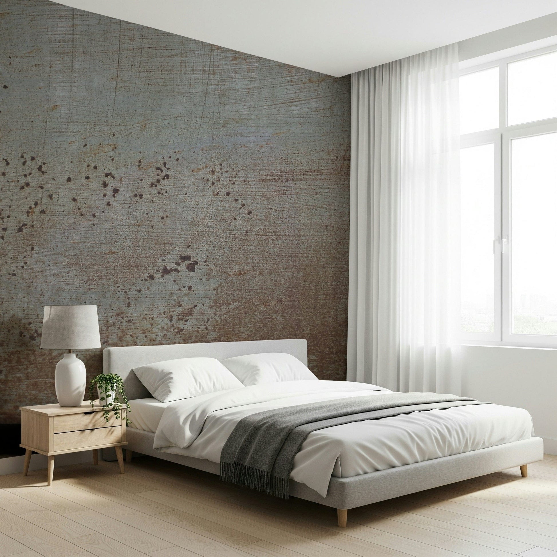 Industrial rust texture wall mural with dark stains