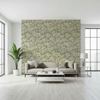 Layered light flower shapes give depth to Painterly Soft Blossom Wallpaper pattern.