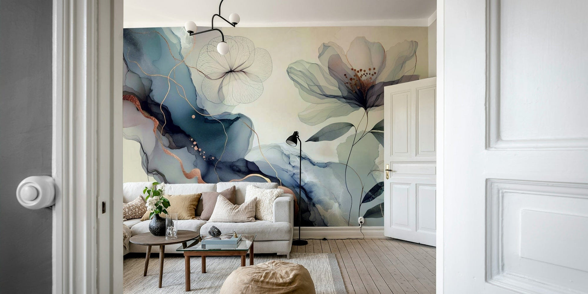 A botanical wallpaper with a serene feel.