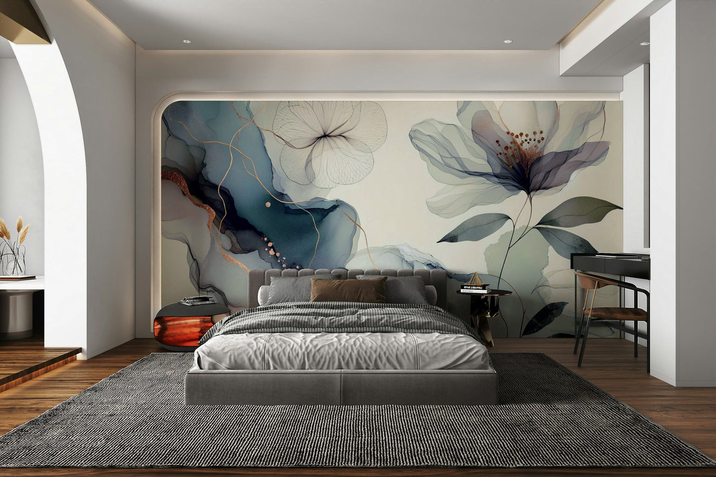 A dreamy garden decor with a blue tone.