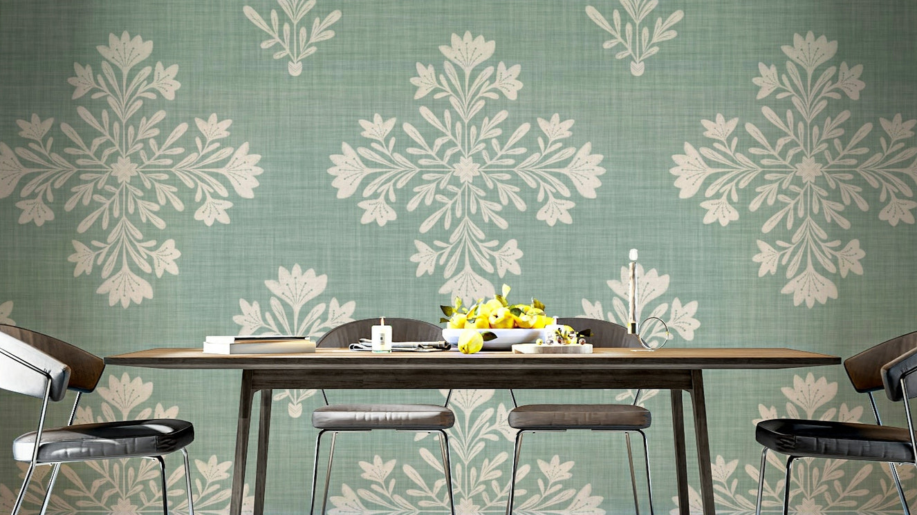 Soft green botanical wallpaper

