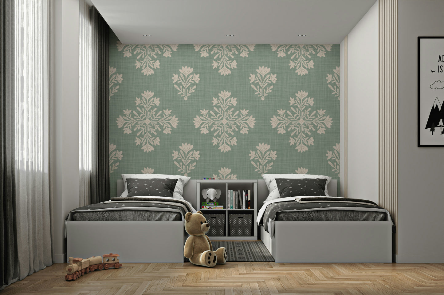 Sage & Cream botanical wallpaper

