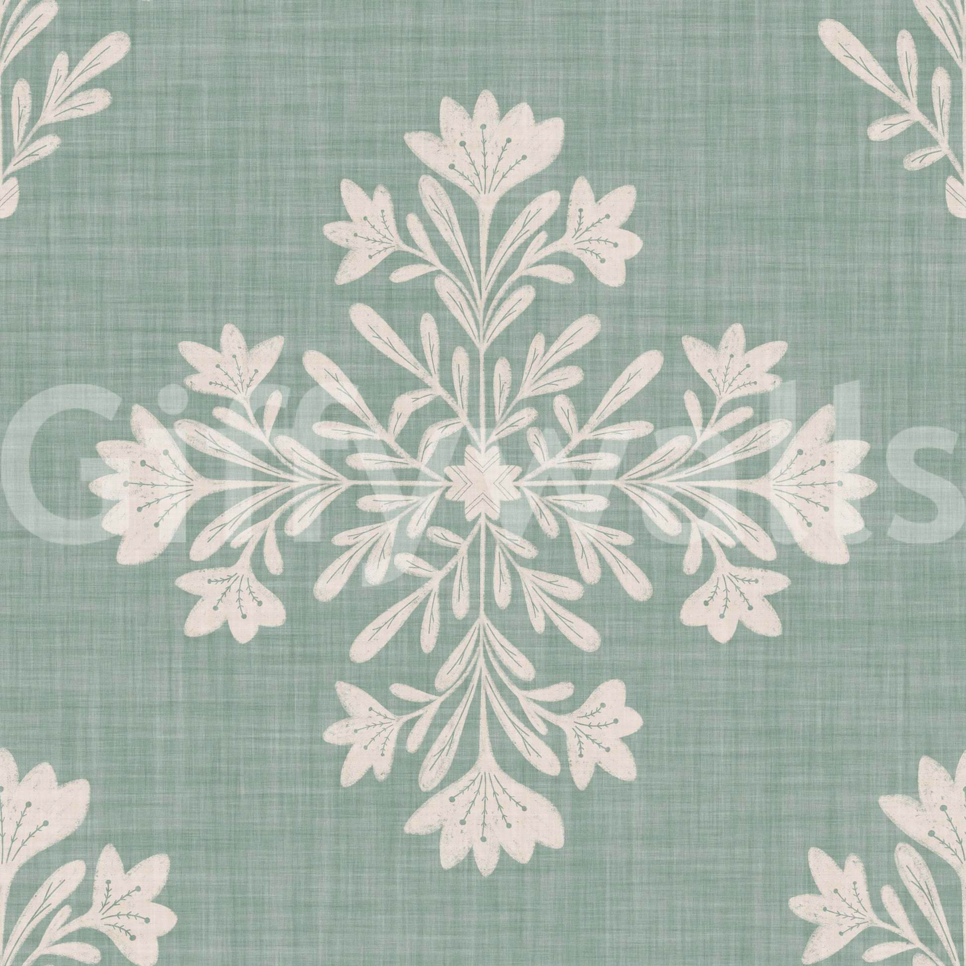 Soft leaf and flower wallpaper

