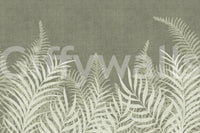Nature inspired wallpaper with white tropical ferns, Jungle Sage.