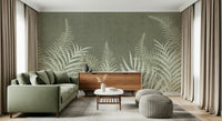 Tranquil fern patterned wall mural for an earthy interior décor.