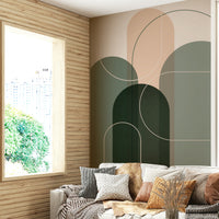 Organic flowing wallpaper in muted green tones

