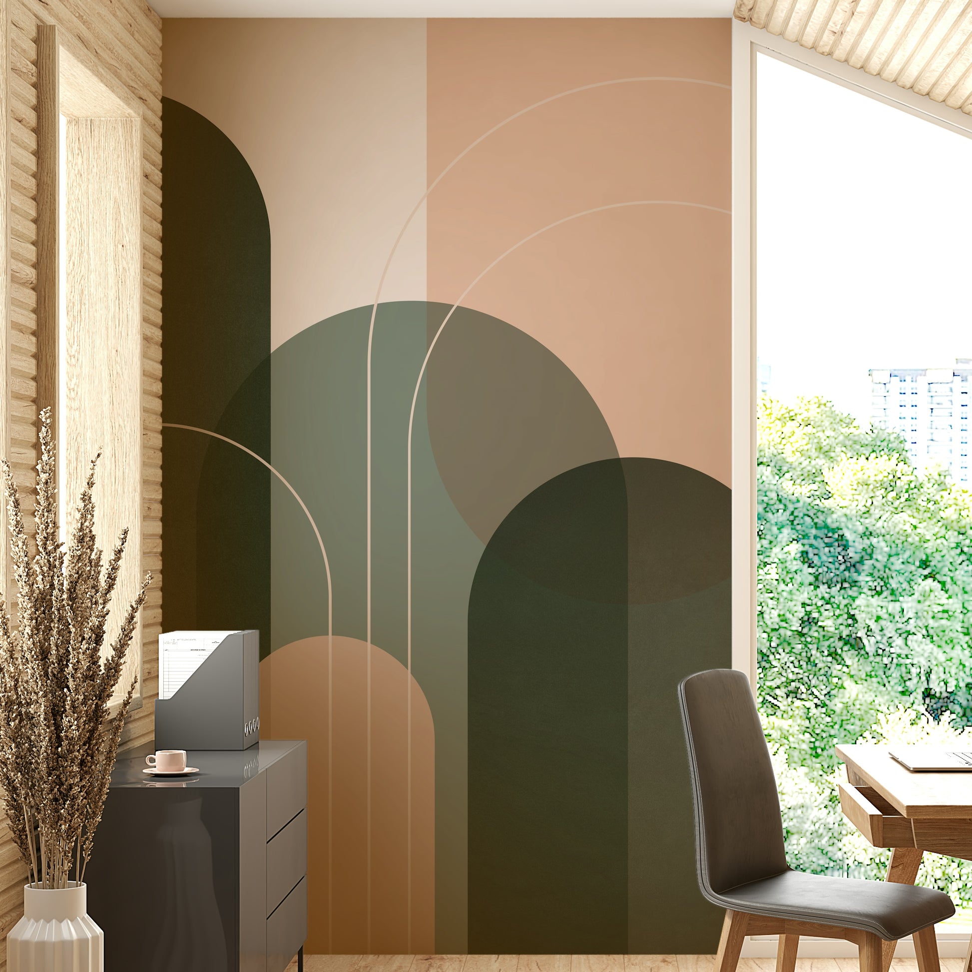 Organic design Sage Green Flow 1 mural for tranquil rooms

