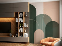 Soft sage green flowing design wall mural for peaceful spaces

