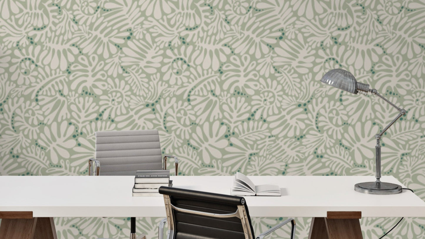 Matisse Leaves Sage Green peel and stick wallpaper