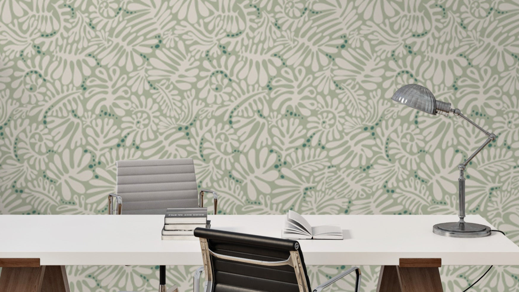 Matisse Leaves Sage Green peel and stick wallpaper