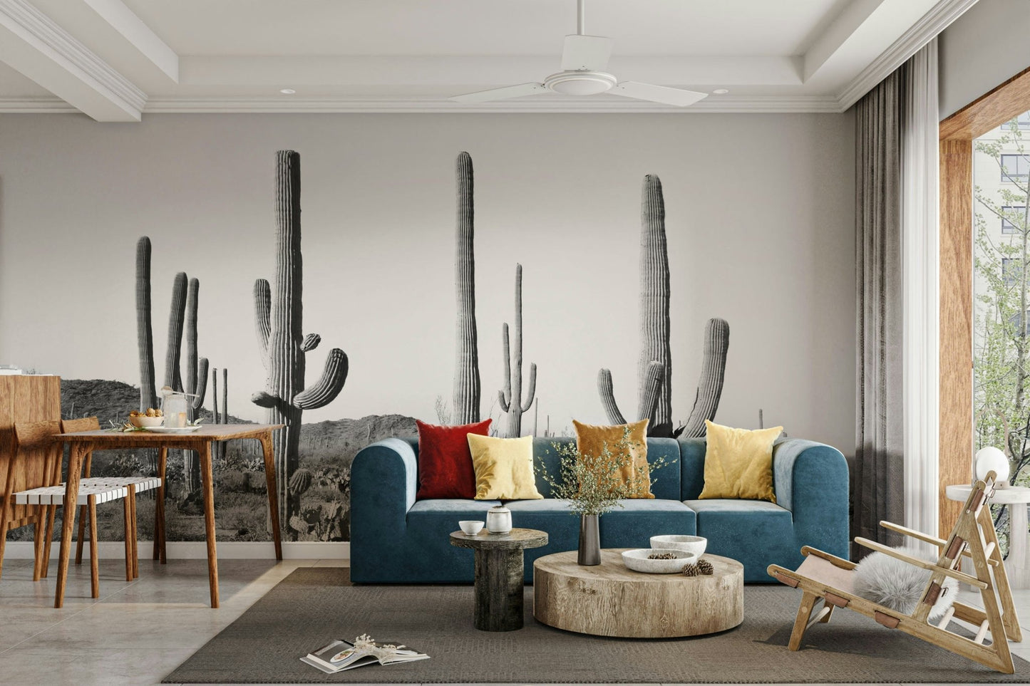 Iconic Saguaro cacti silhouettes.

