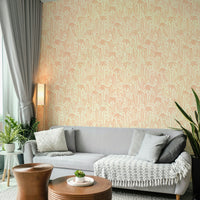 Soft desert mural with cacti and star elements

