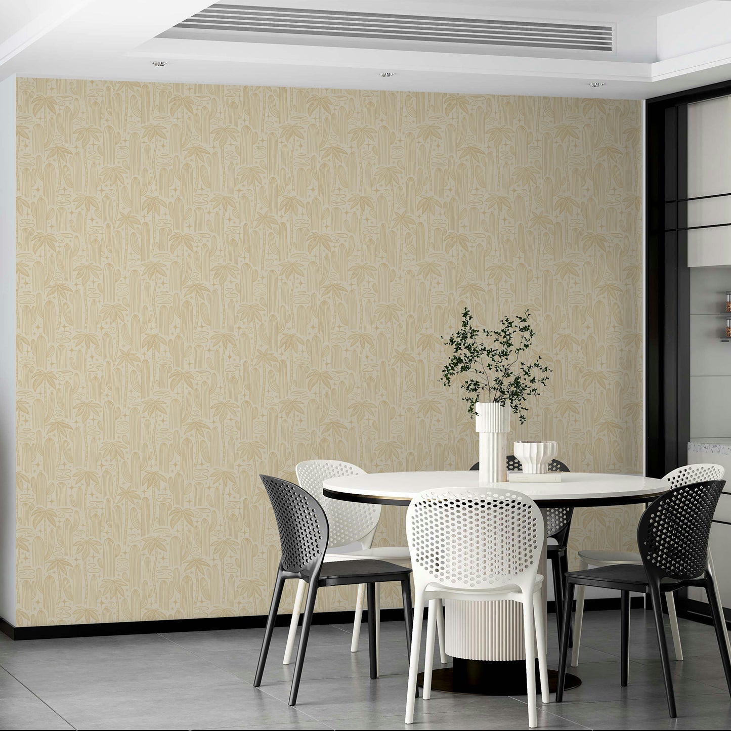 Elegant desert-themed wallpaper in offwhite white

