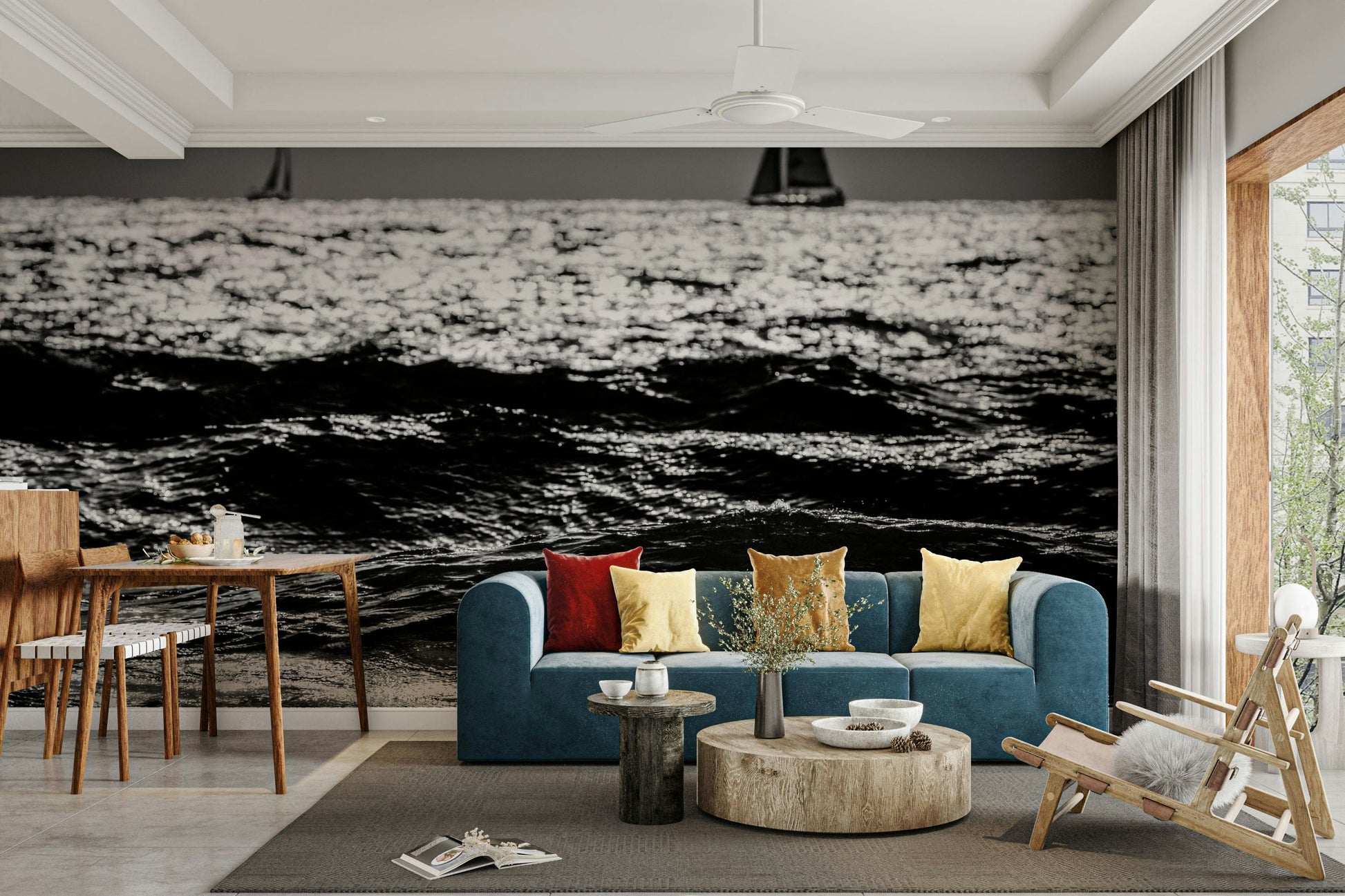 A classic sailing theme wallpaper for walls.

