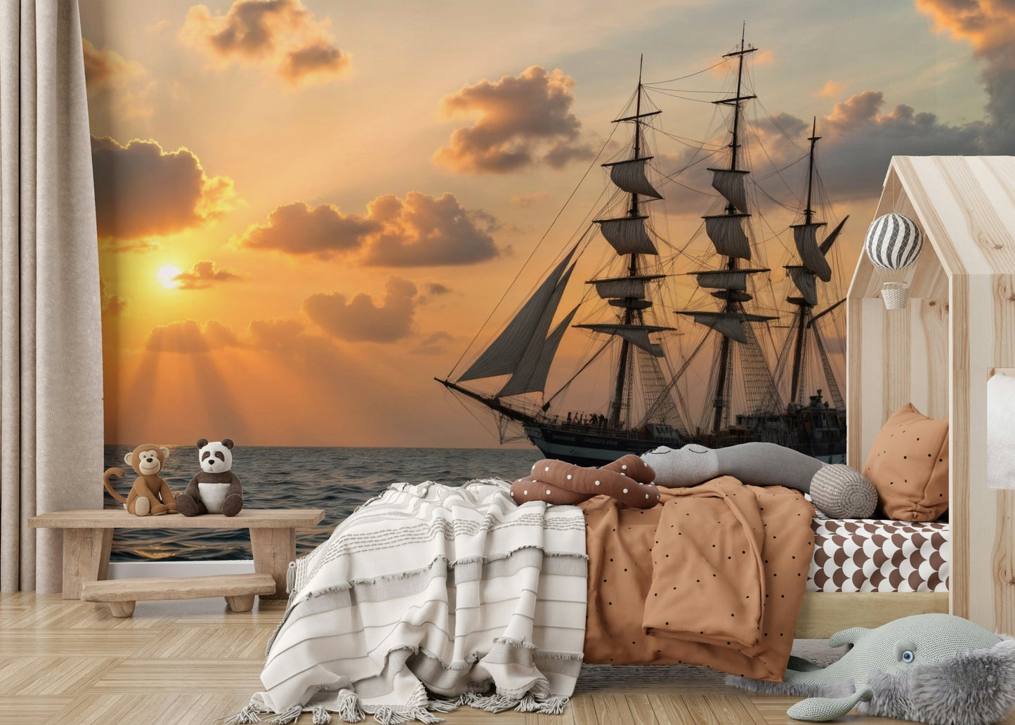 The mural serves as a stunning and immersive feature wall.

