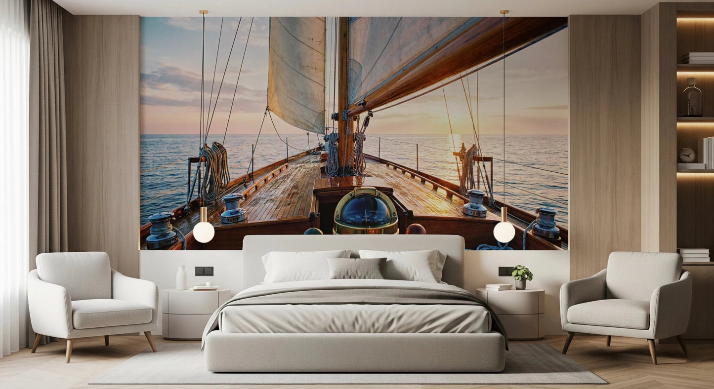 Sailing at Sunset Wall Mural
