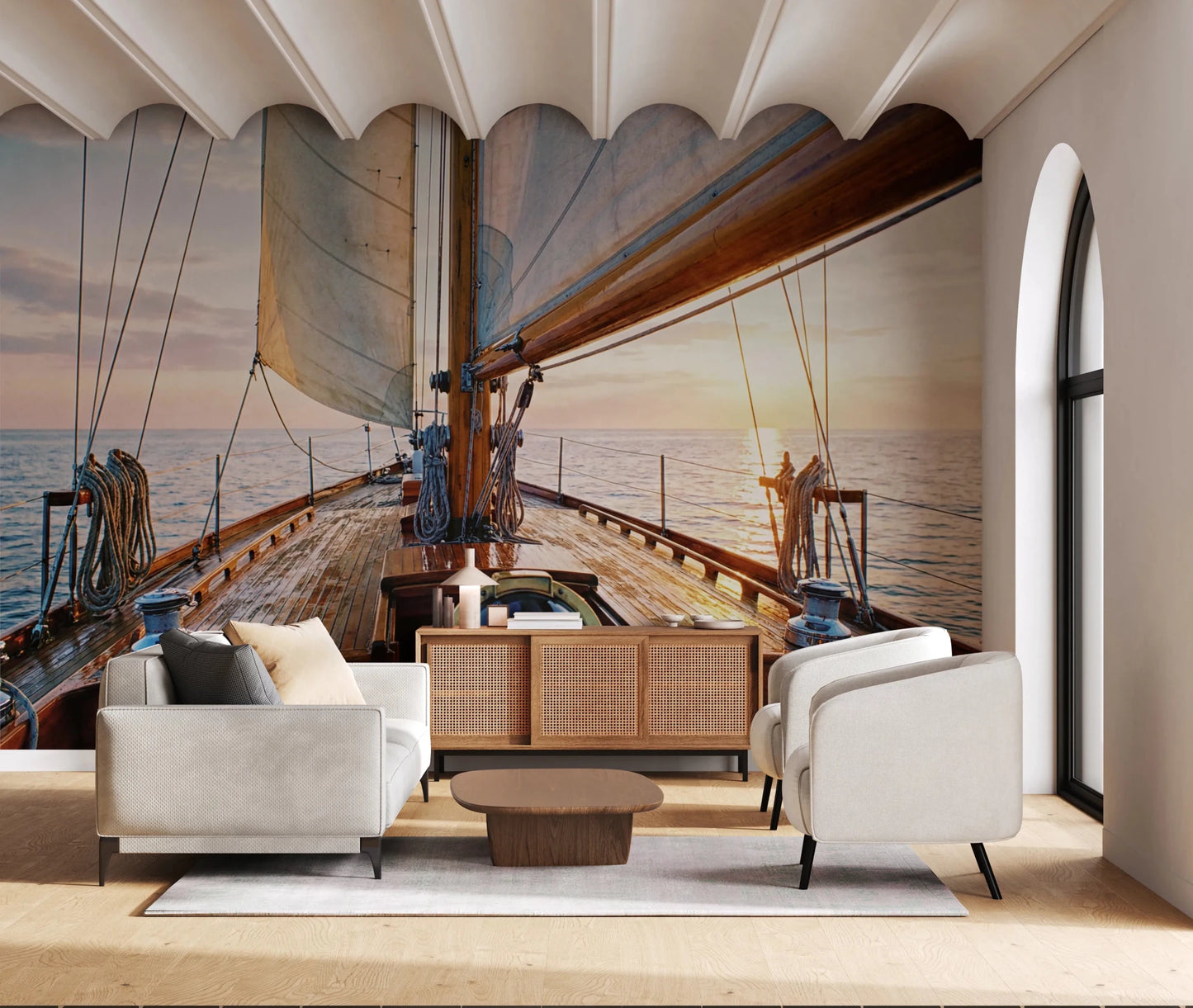Sailing at Sunset Wall Mural