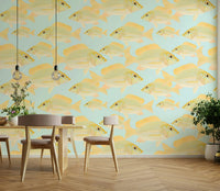 Detailed fish illustration on decorative wallpaper

