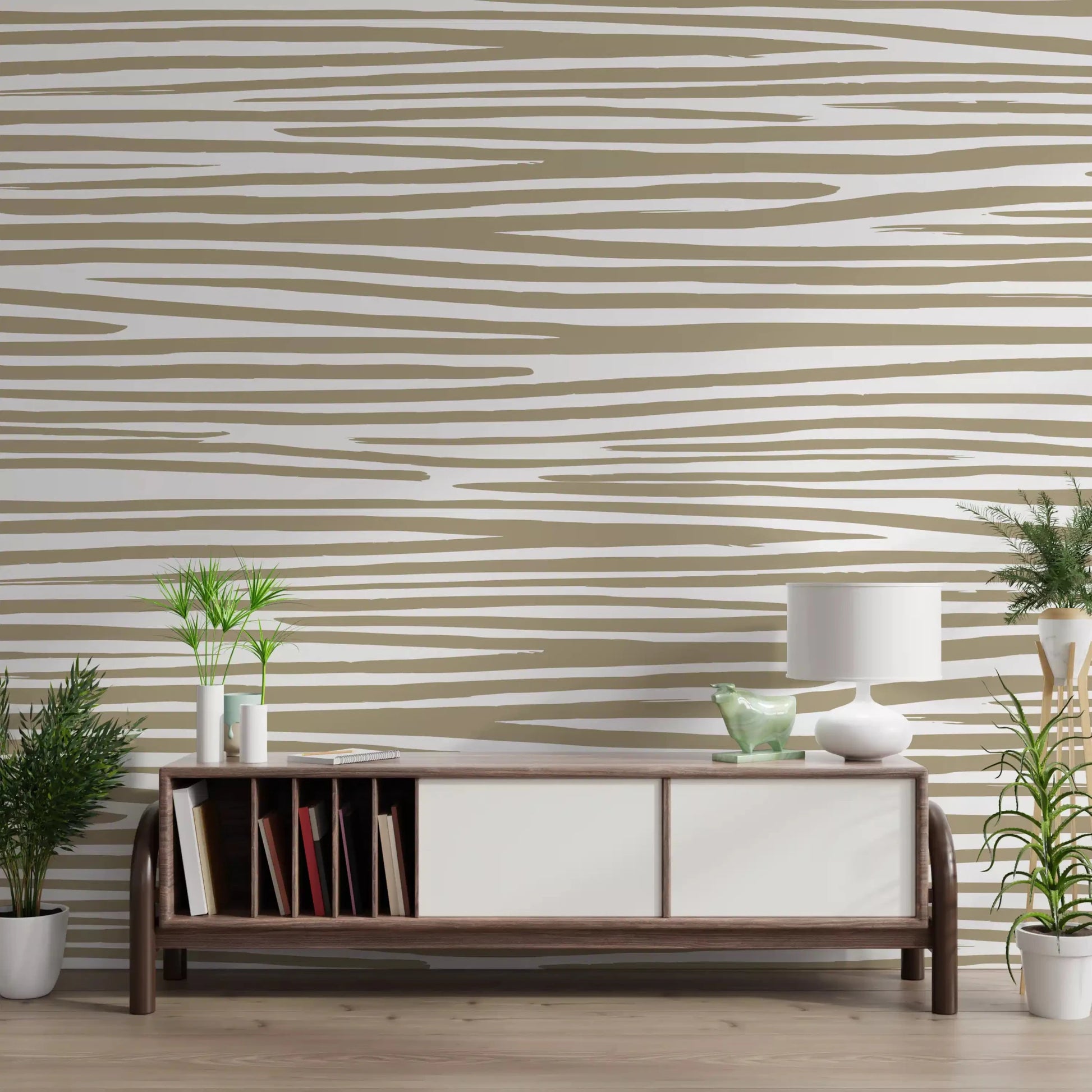 Neutral earth tone Sand Stripe Flow Wall Mural for hallway