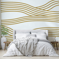 Neutral sand wall mural evoking a peaceful, coastal vibe.


