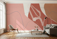 Minimalist blush wallpaper with sweeping sandy curves and subtle pastel movement.