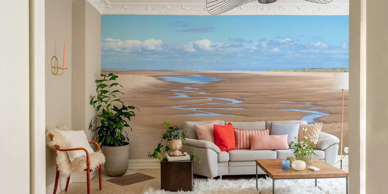 Sandy Shores of Southport Wall Mural with beach and blue sky.

