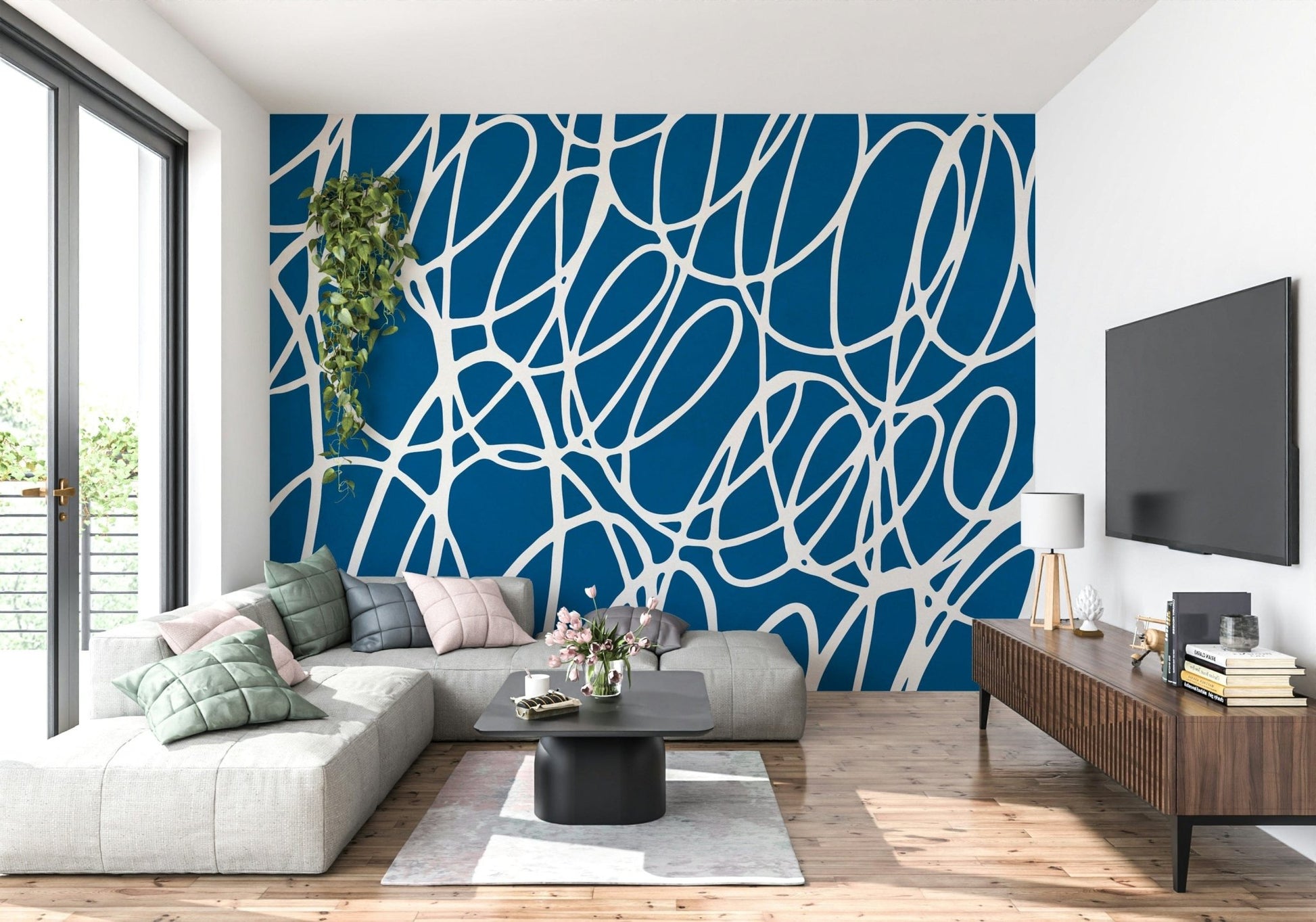 An expressive, contemporary wall covering, featuring a Scribble artwork look.