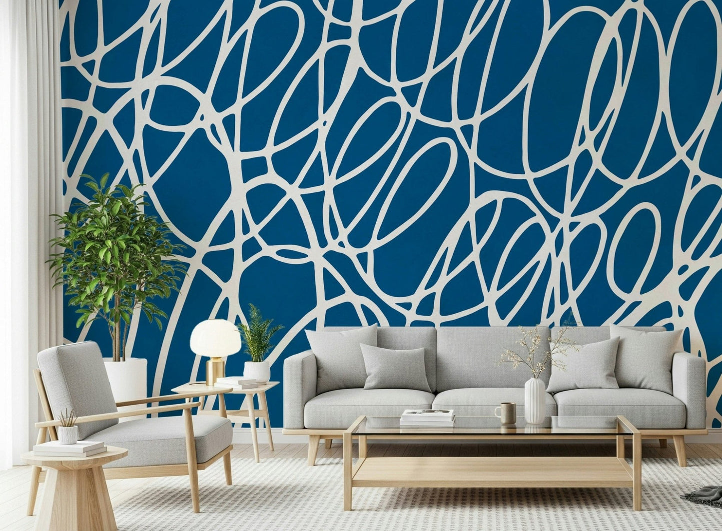 Sapphire Scribbles wallpaper, perfect for adding an original, vibrant texture.