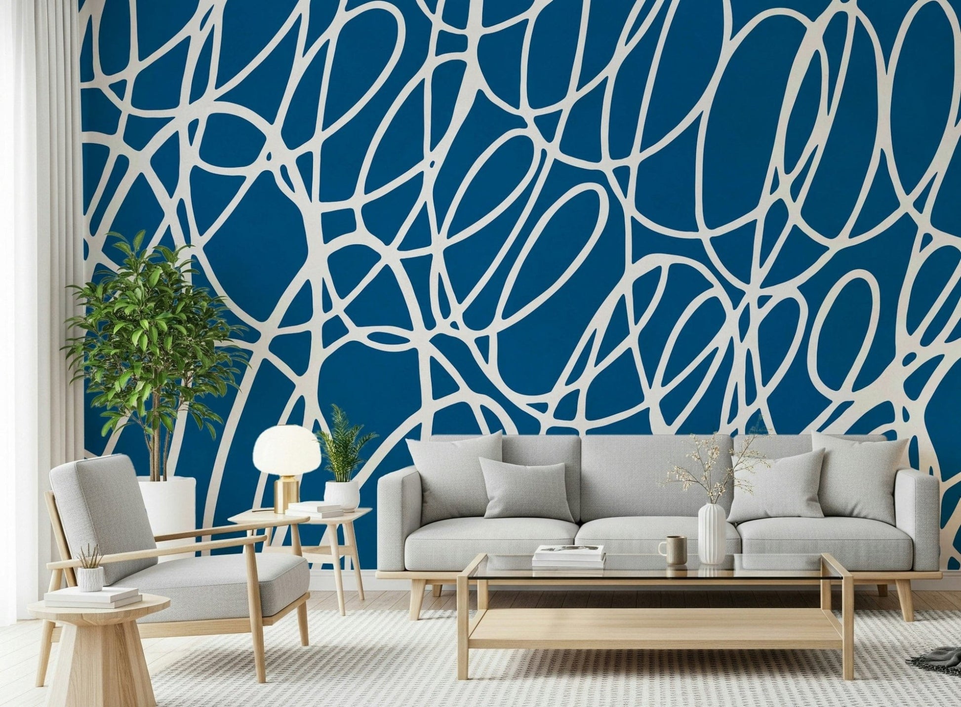 Sapphire Scribbles wallpaper, perfect for adding an original, vibrant texture.