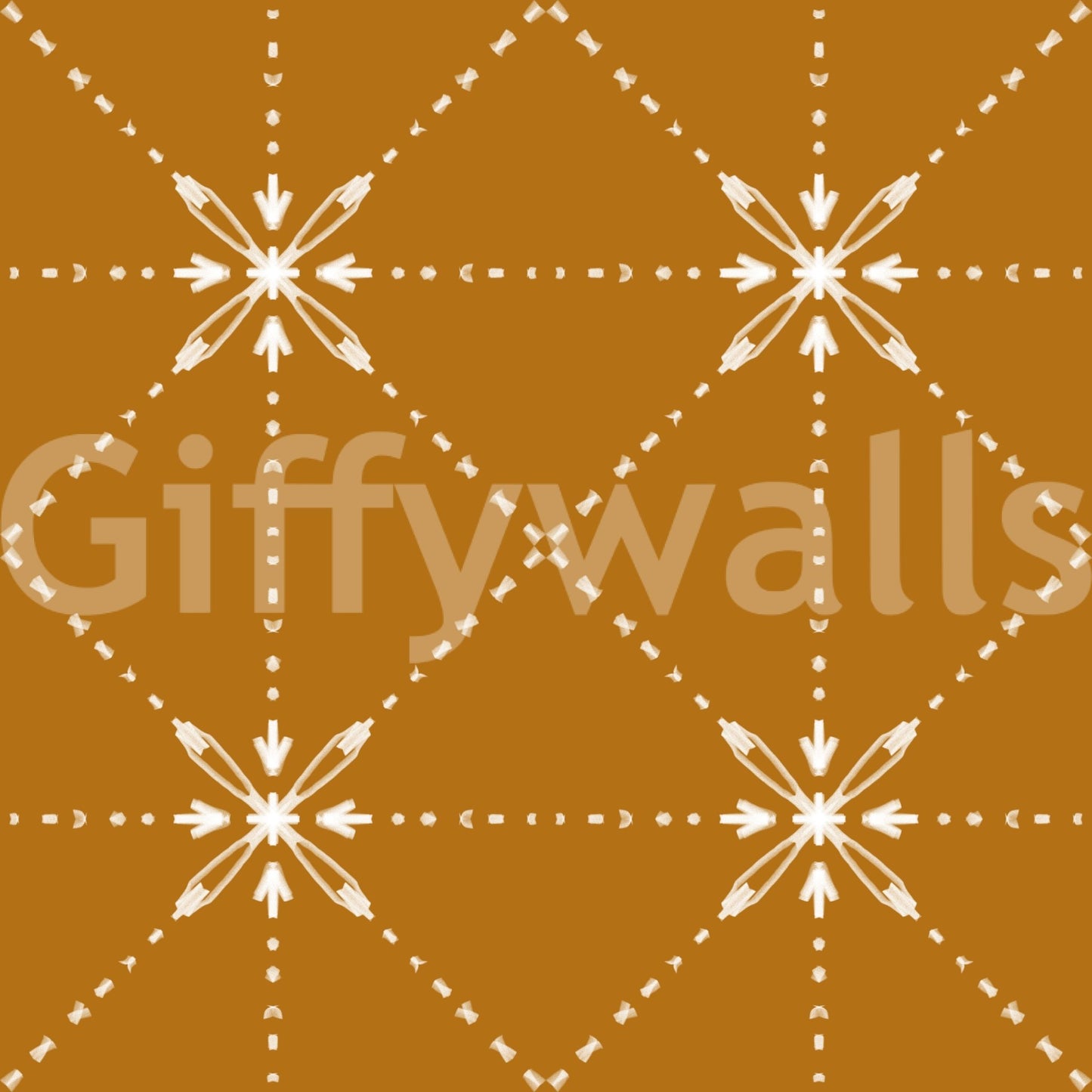 Sashiko Hana - Goshi - Latticed Flower Stitch On Gold Wallpaper⁠