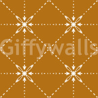 Sashiko Hana - Goshi - Latticed Flower Stitch On Gold Wallpaper⁠