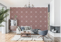 Sashiko Hana - Goshi - Latticed Flower Stitch On Terracotta Wallpaper⁠