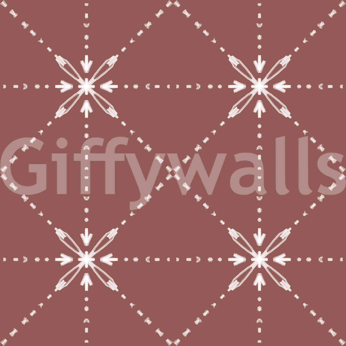 Sashiko Hana - Goshi - Latticed Flower Stitch On Terracotta Wallpaper⁠
