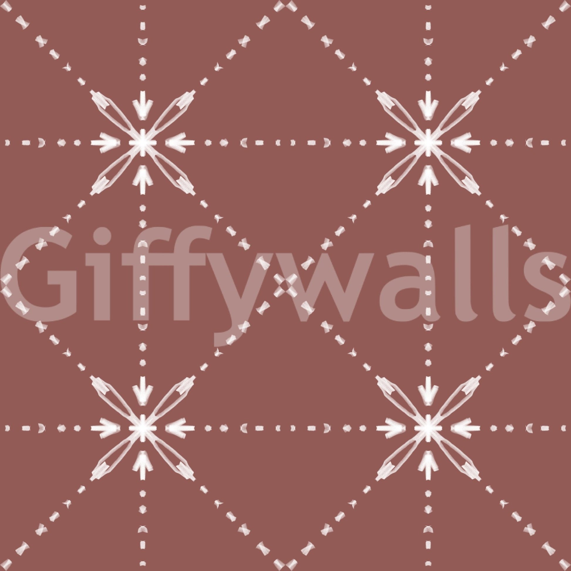 Sashiko Hana - Goshi - Latticed Flower Stitch On Terracotta Wallpaper⁠