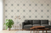 Sashiko Hana - Goshi - Latticed Flower Stitch Outer Space Wallpaper⁠