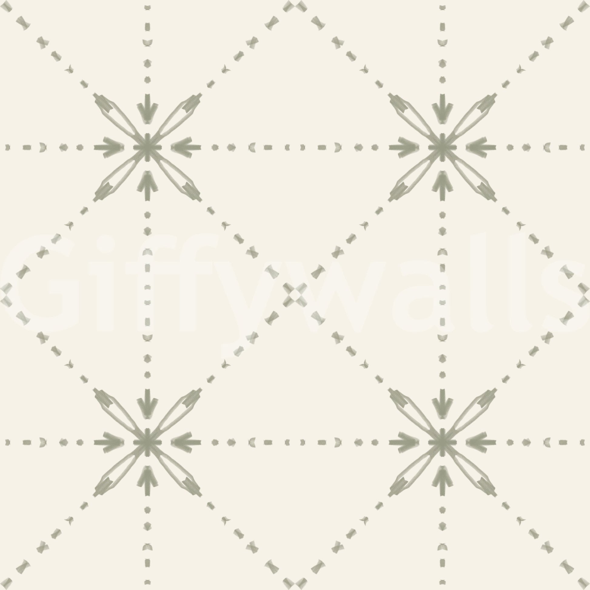 Sashiko Hana - Goshi - Latticed Flower Stitch Sage Wallpaper⁠