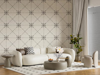 Sashiko Hana - Goshi - Latticed Flower Stitch Silhouette Wallpaper⁠