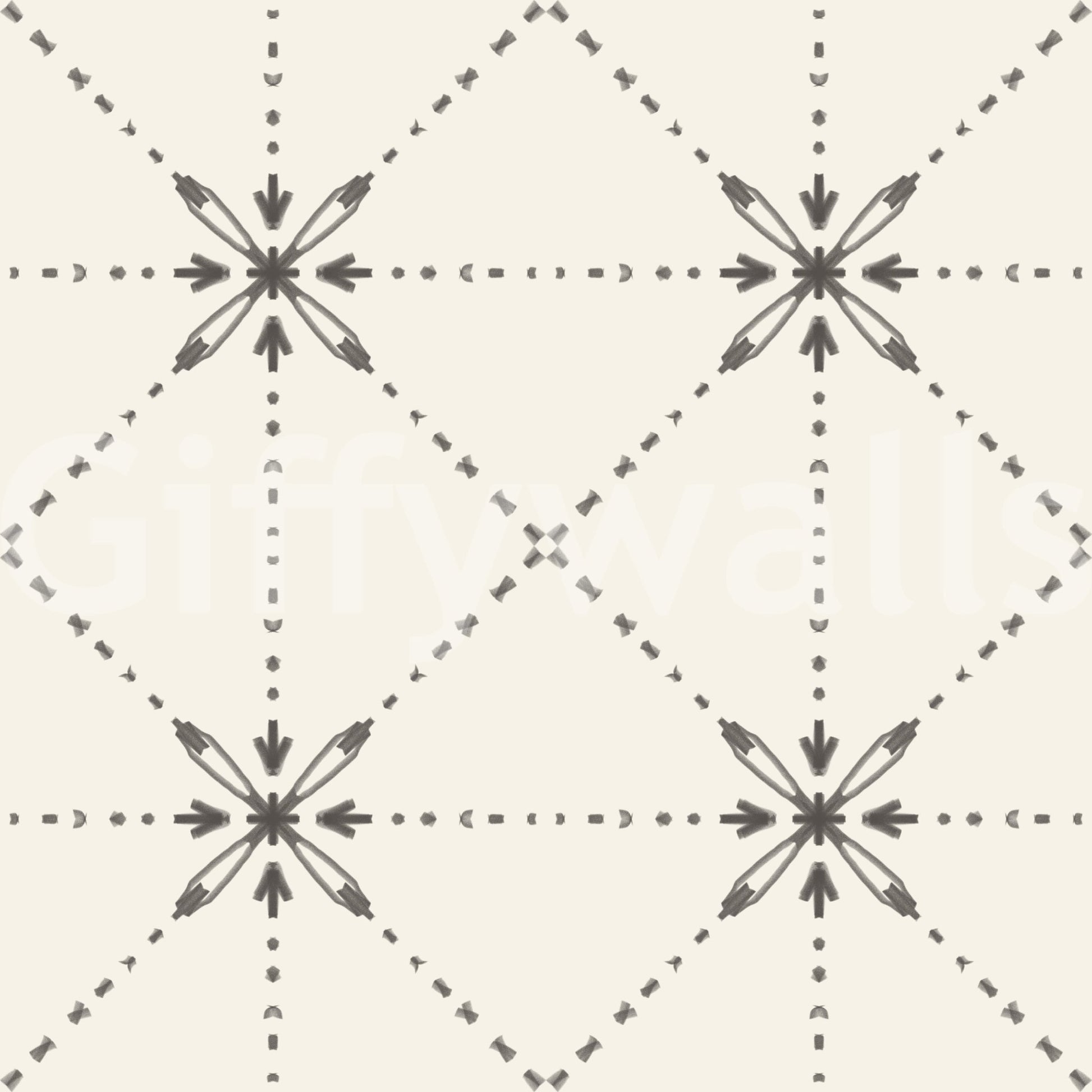 Sashiko Hana - Goshi - Latticed Flower Stitch Silhouette Wallpaper⁠