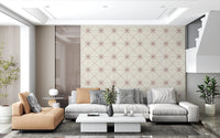 Sashiko Hana - Goshi - Latticed Flower Stitch Terracotta Wallpaper⁠