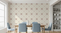 Sashiko Hana - Goshi - Latticed Flower Stitch Terracotta Wallpaper⁠