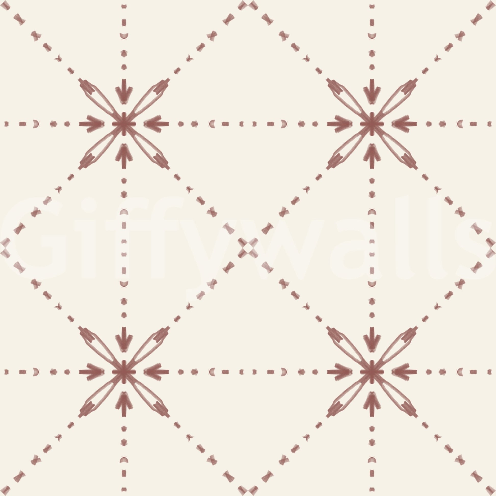 Sashiko Hana - Goshi - Latticed Flower Stitch Terracotta Wallpaper⁠