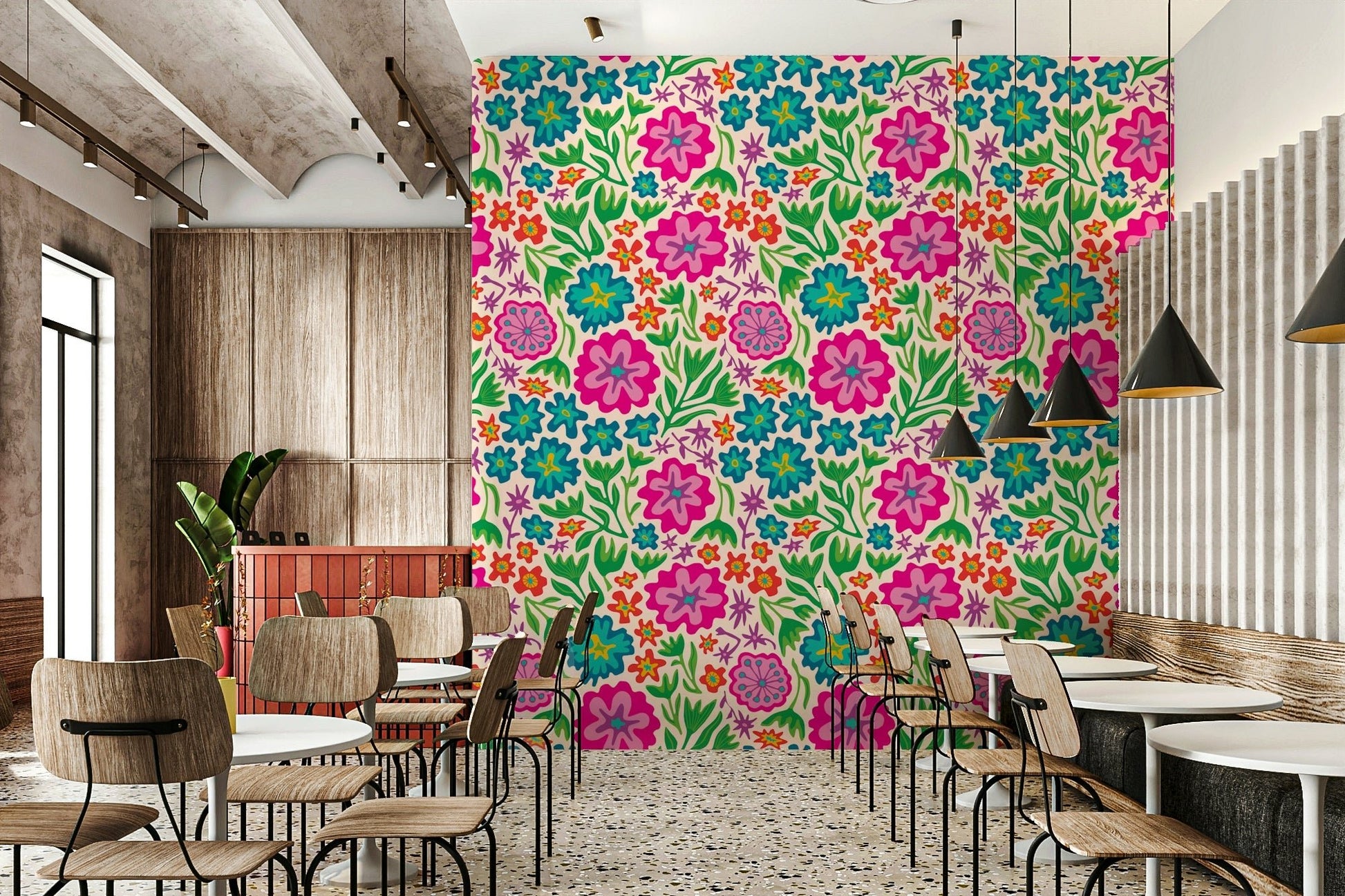 Lively and bright tropical plant patterns.

