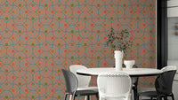 The image shows a peaceful, vintage-style pattern with scalloped shapes.

