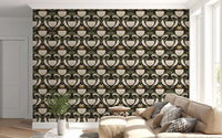 Heritage Tulip Pattern Wallpaper with cream blooms, sage leaves, and vintage detail