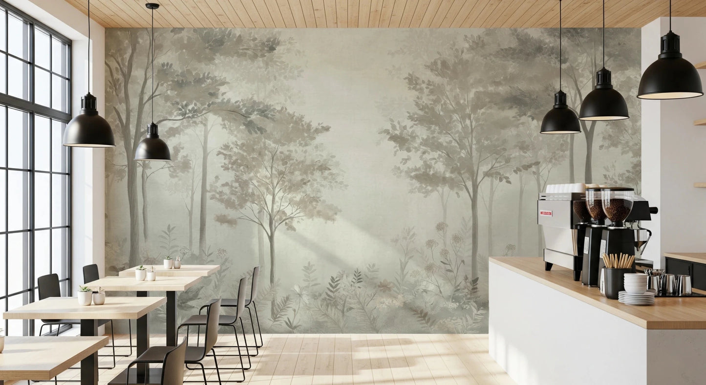 Scandinavian forest – Dusty Green Wall Mural