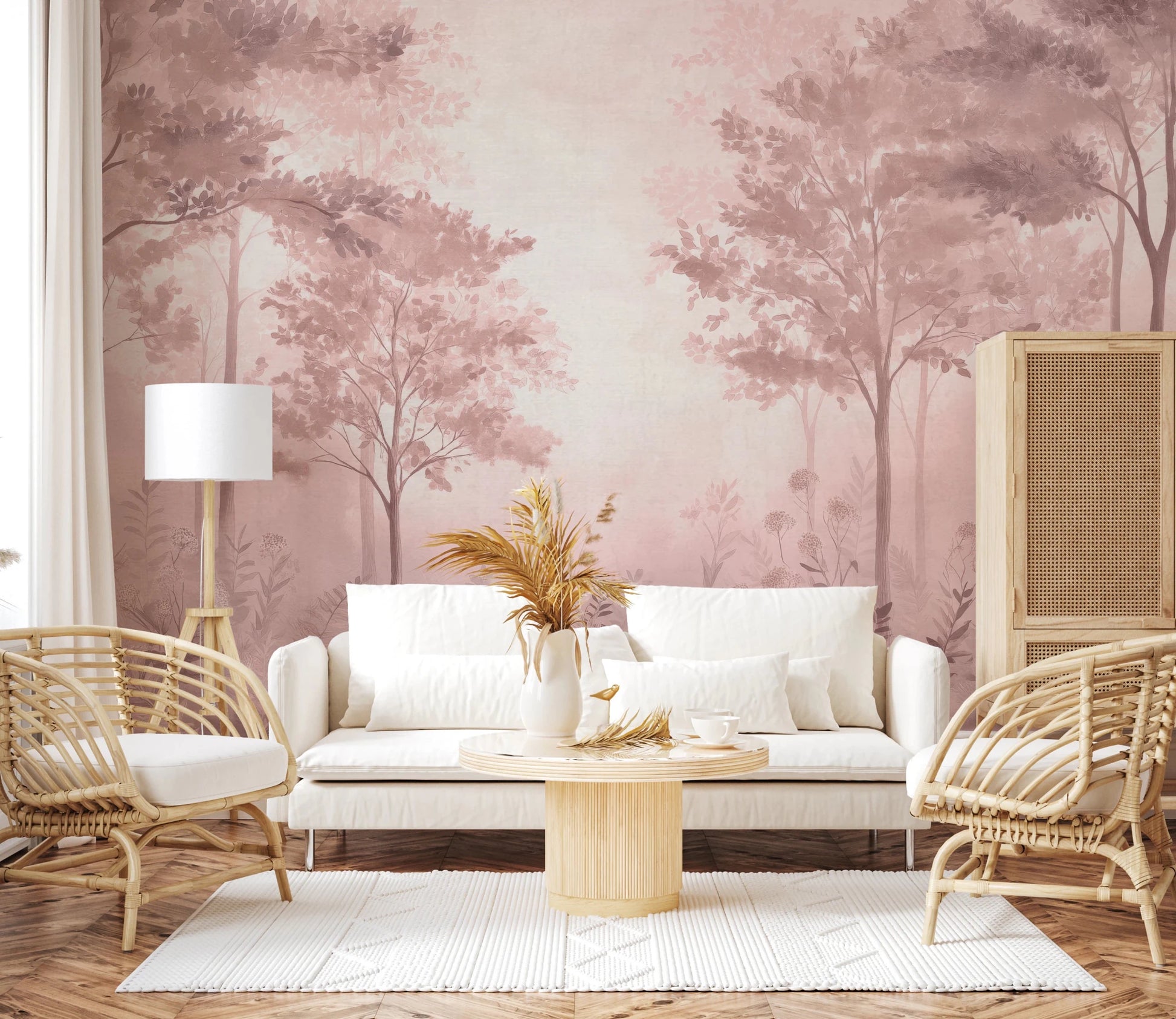Scandinavian forest – Dusty Rose Wall Mural