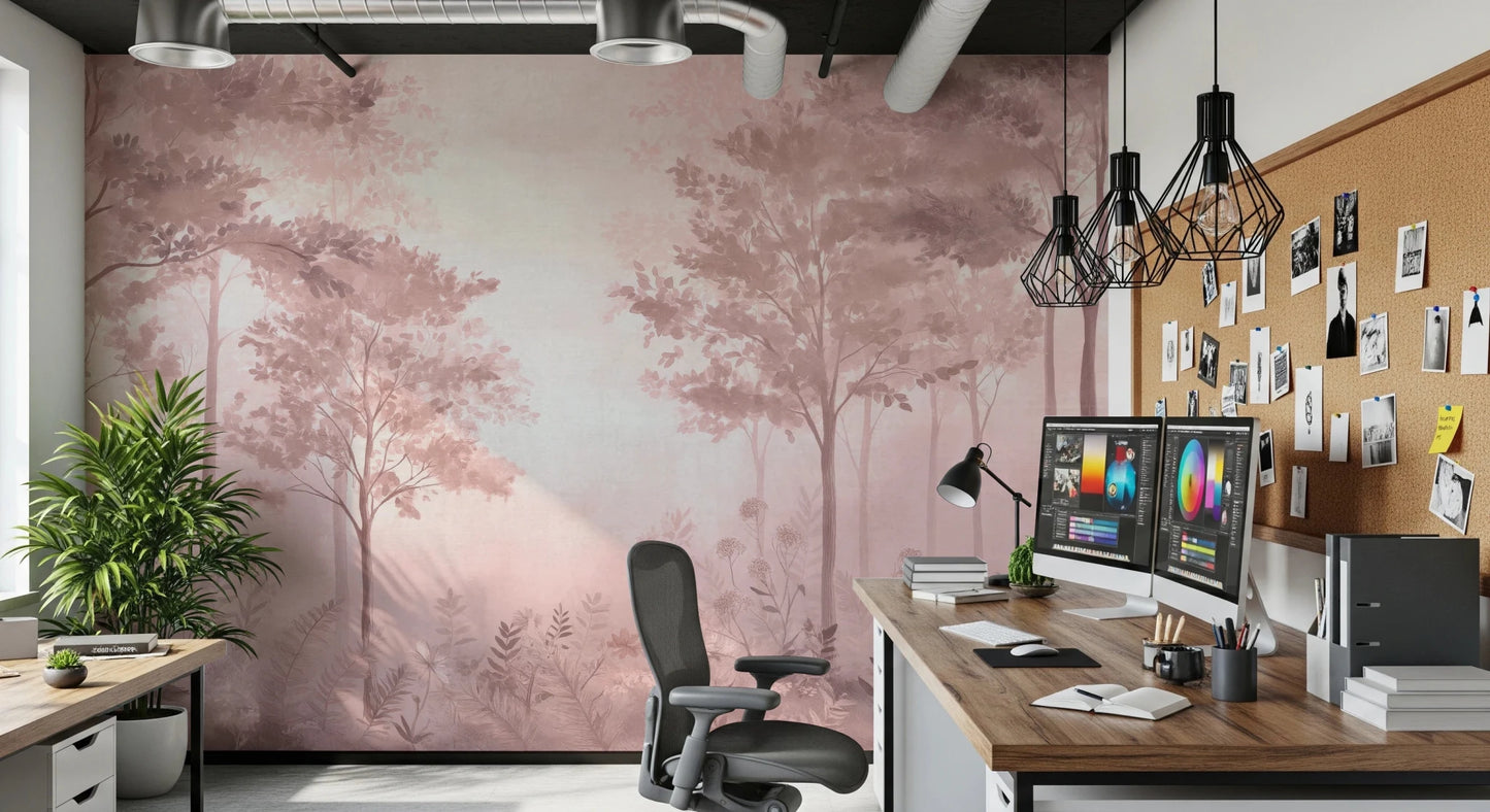 Scandinavian forest – Dusty Rose Wall Mural