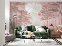 Scandinavian forest – Dusty Rose Wall Mural