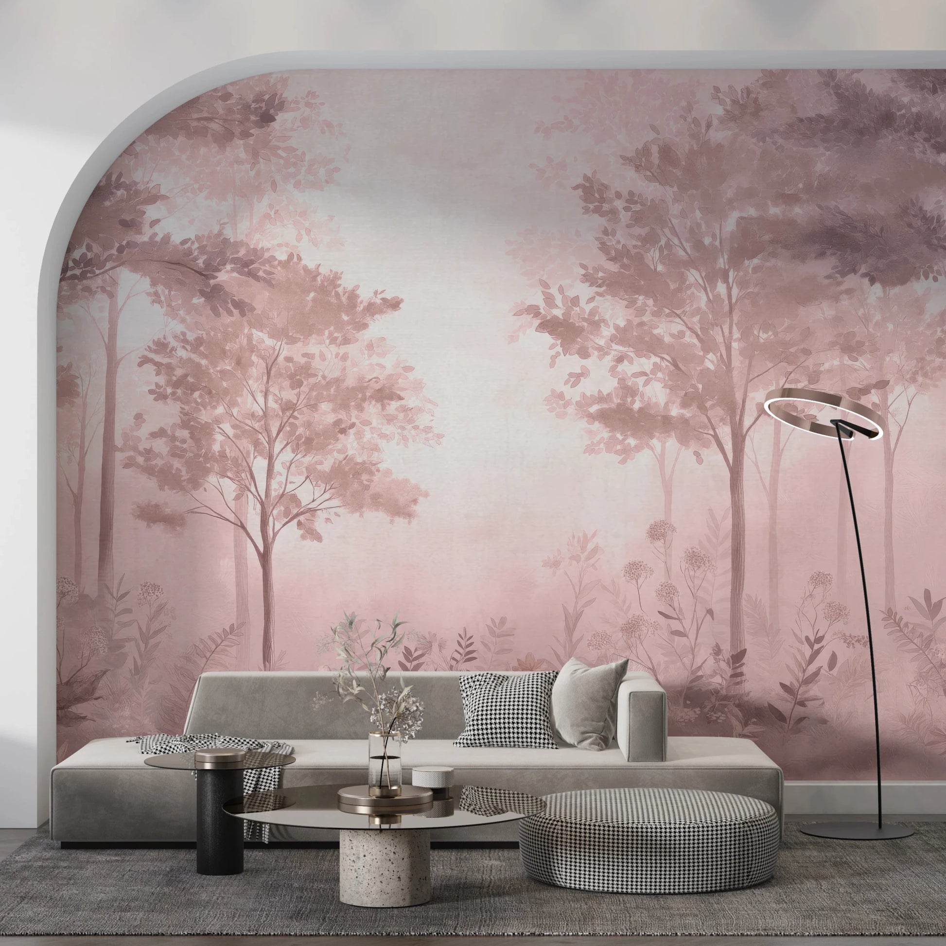 Scandinavian forest – Dusty Rose Wall Mural